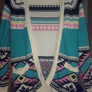 Aztec Print Button Up Cardigan size XS